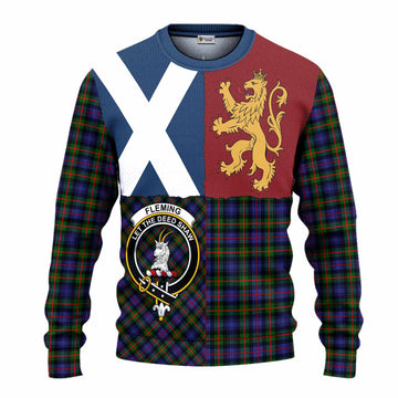 Fleming Crest Tartan Knitted Sweater with Lion Rampant Saltire Style