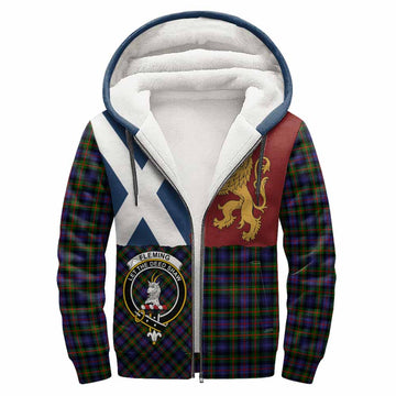 Fleming Crest Tartan Sherpa Hoodie with Lion Rampant Saltire Style