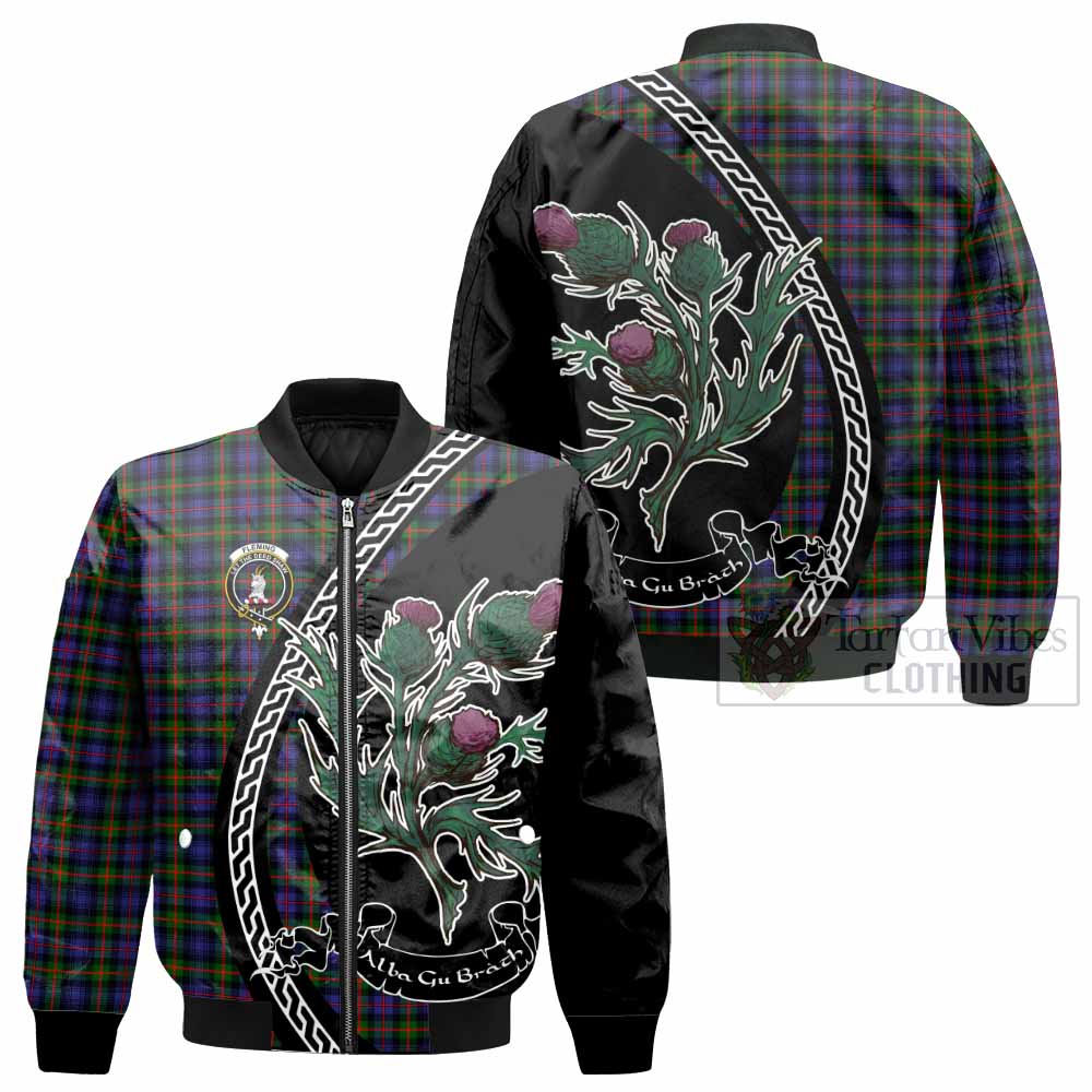 Fleming Family Crest Tartan Bomber Jacket Alba Thistle Inspired - Tartan Vibes Clothing