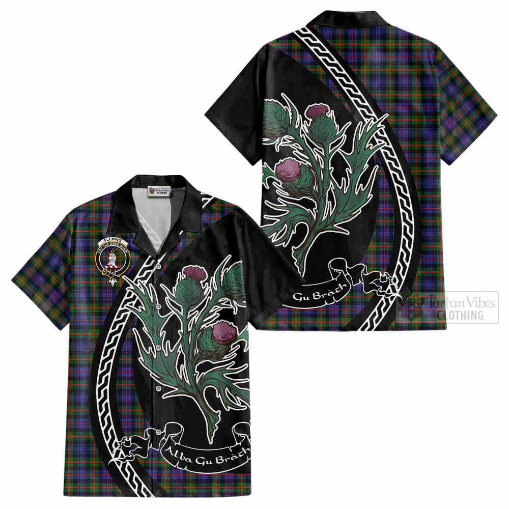 Fleming Family Crest Tartan Cotton Hawaiian Shirt Alba Thistle Inspired - Tartan Vibes Clothing