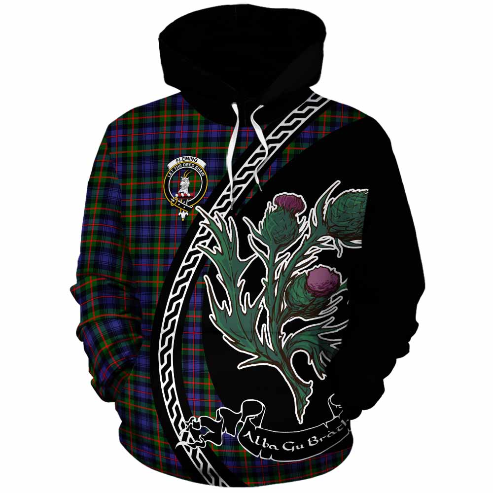 Fleming Family Crest Tartan Cotton Hoodie Alba Thistle Inspired - Tartan Vibes Clothing