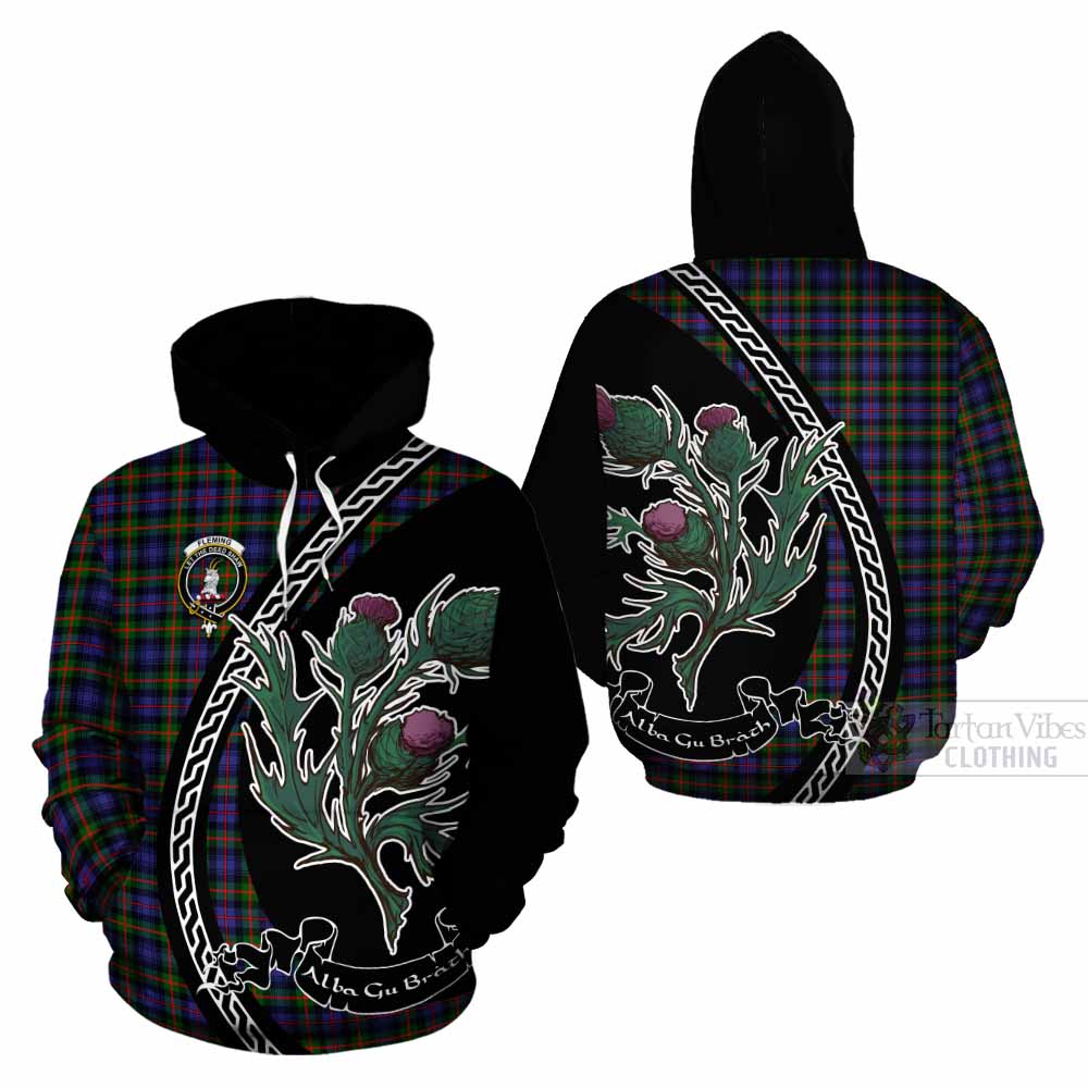 Fleming Family Crest Tartan Cotton Hoodie Alba Thistle Inspired - Tartan Vibes Clothing