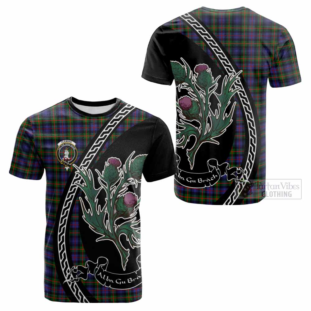 Fleming Family Crest Tartan Cotton T-shirt Alba Thistle Inspired - Tartan Vibes Clothing
