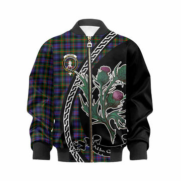 Fleming Family Crest Tartan Kid Bomber Jacket Alba Thistle Inspired