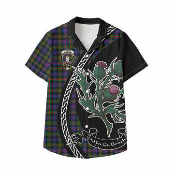 Fleming Family Crest Tartan Kid Hawaiian Shirt Alba Thistle Inspired