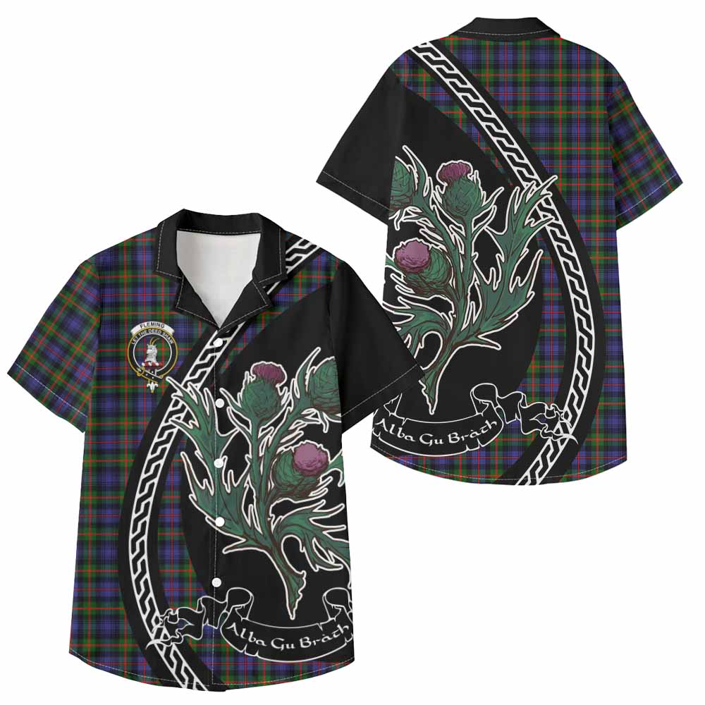 Fleming Family Crest Tartan Kid Hawaiian Shirt Alba Thistle Inspired - Tartan Vibes Clothing