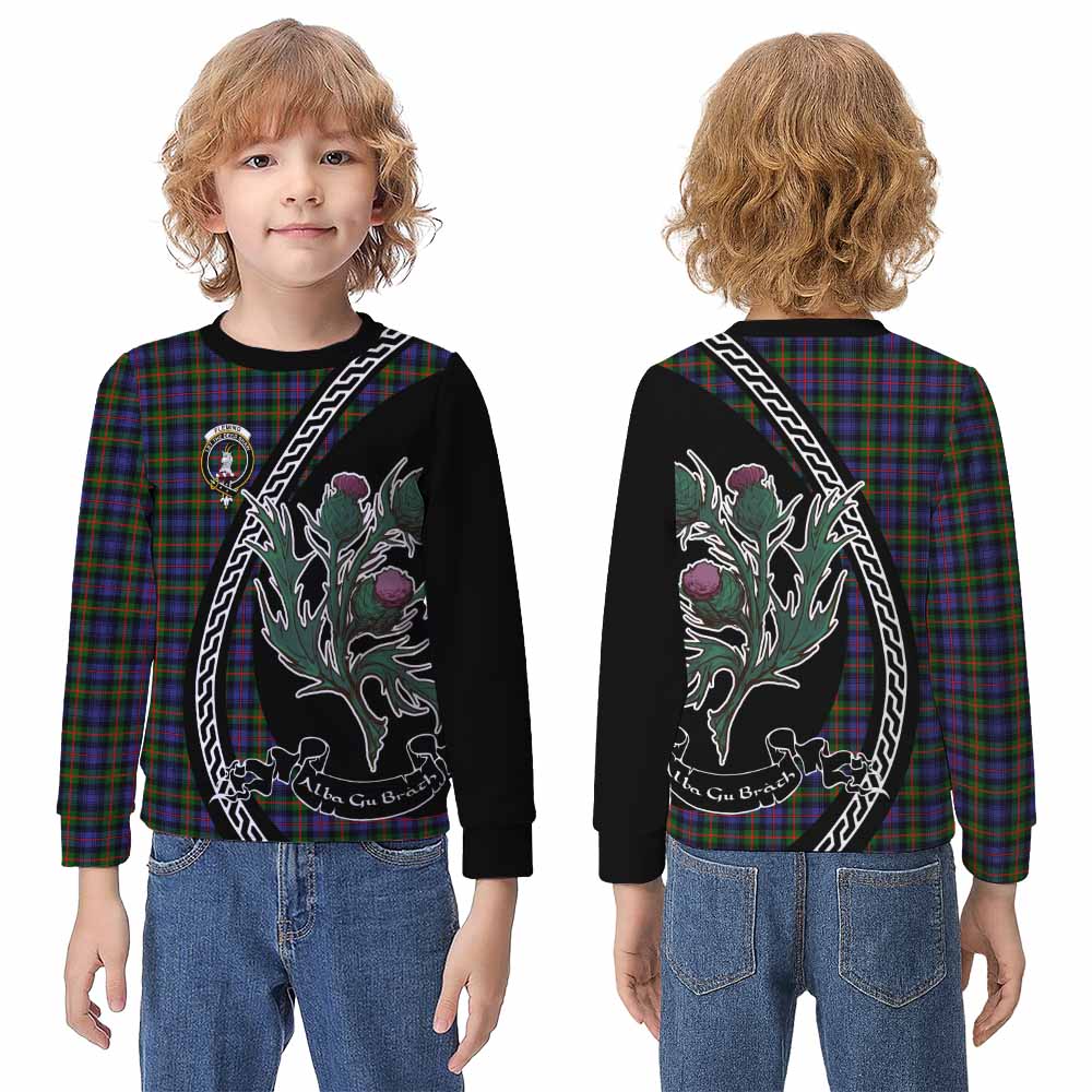 Fleming Family Crest Tartan Kid Knitted Sweatshirt Alba Thistle Inspired - Tartan Vibes Clothing