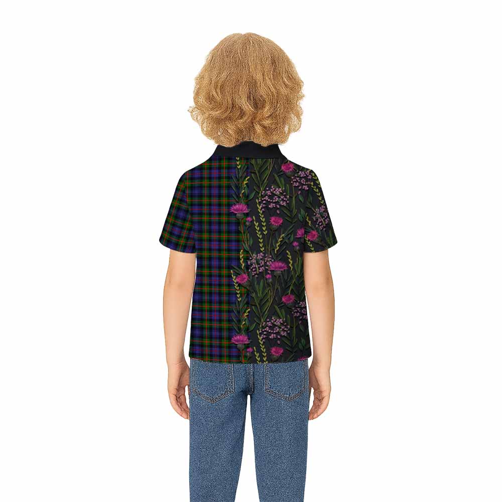 Fleming Family Crest Tartan Kid Polo Shirt Scottish Thistle Flower Pattern Half Style - Tartan Vibes Clothing