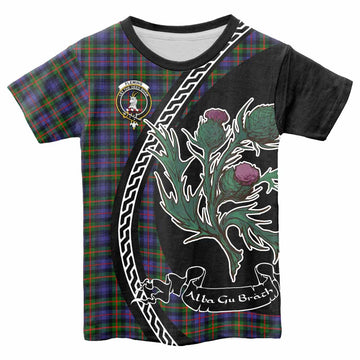 Fleming Family Crest Tartan Kid T-shirt Alba Thistle Inspired
