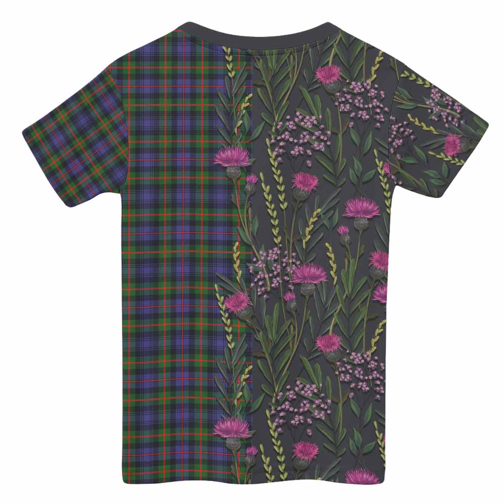 Fleming Family Crest Tartan Kid T-shirt Scottish Thistle Flower Pattern Half Style - Tartan Vibes Clothing