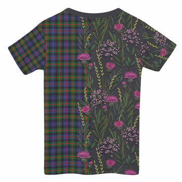 Fleming Family Crest Tartan Kid T-shirt Scottish Thistle Flower Pattern Half Style