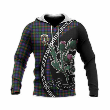 Fleming Family Crest Tartan Knitted Hoodie Alba Thistle Inspired
