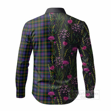 Fleming Family Crest Tartan Long Sleeve Button Shirts Scottish Thistle Flower Pattern Half Style