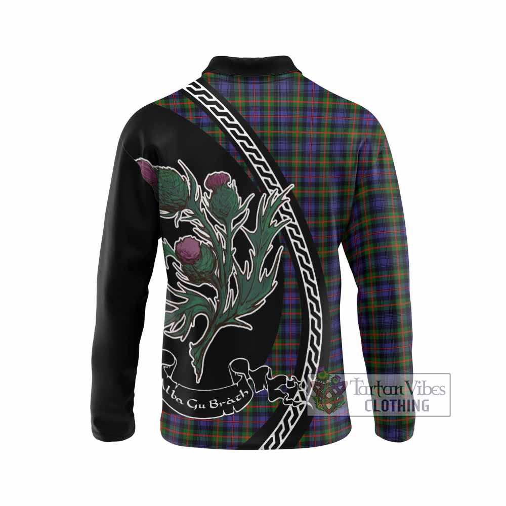 Fleming Family Crest Tartan Long Sleeve Polo Shirt Alba Thistle Inspired - Tartan Vibes Clothing