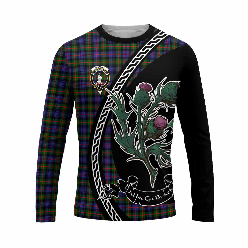 Fleming Family Crest Tartan Long Sleeve T-Shirt Alba Thistle Inspired - Tartan Vibes Clothing