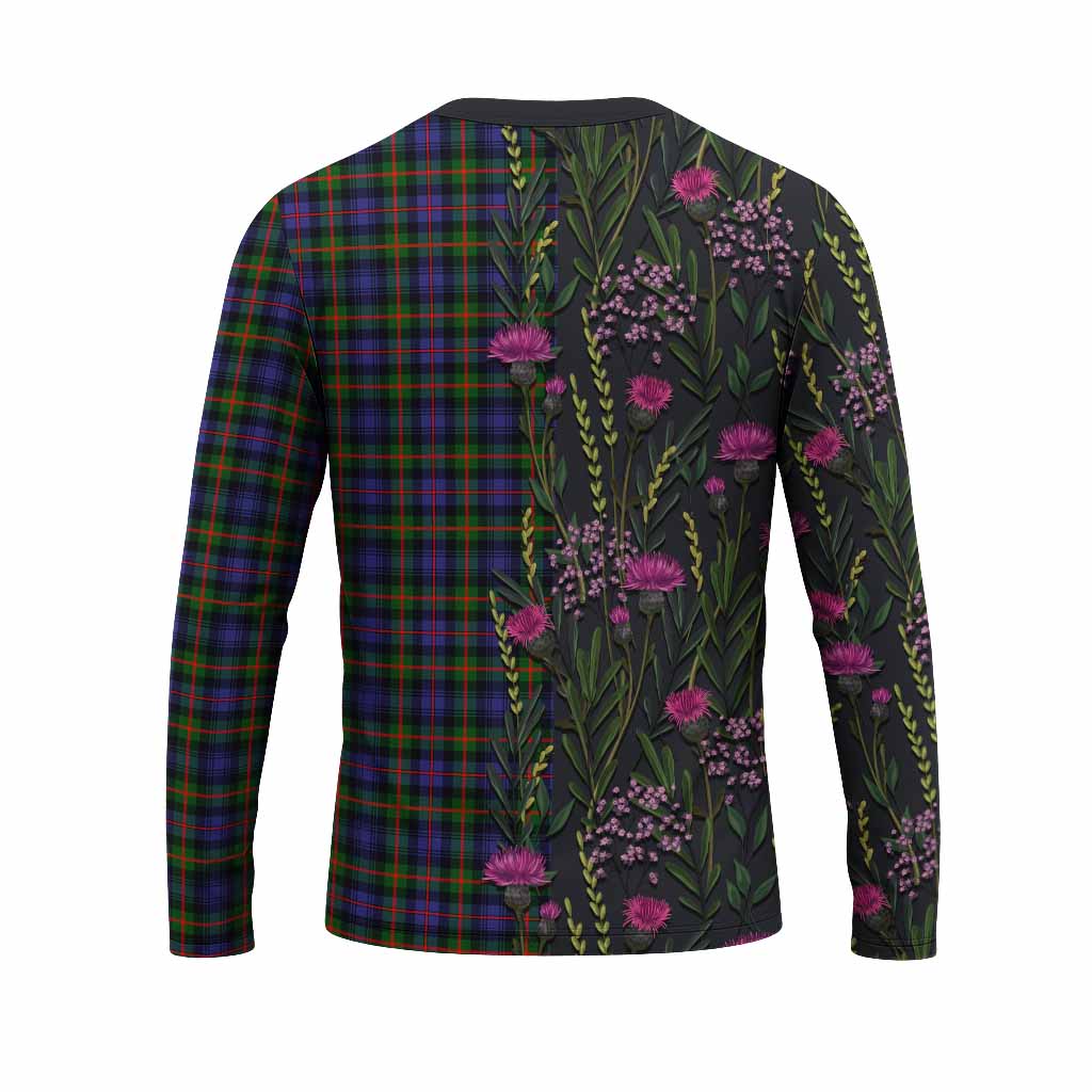 Fleming Family Crest Tartan Long Sleeve T-Shirt Scottish Thistle Flower Pattern Half Style - Tartan Vibes Clothing