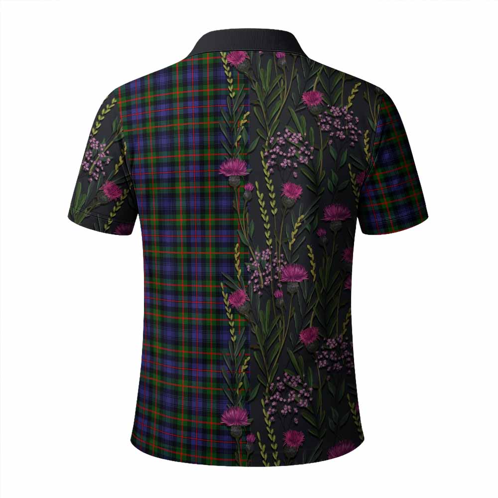 Fleming Family Crest Tartan Polo Shirt Scottish Thistle Flower Pattern Half Style - Tartan Vibes Clothing