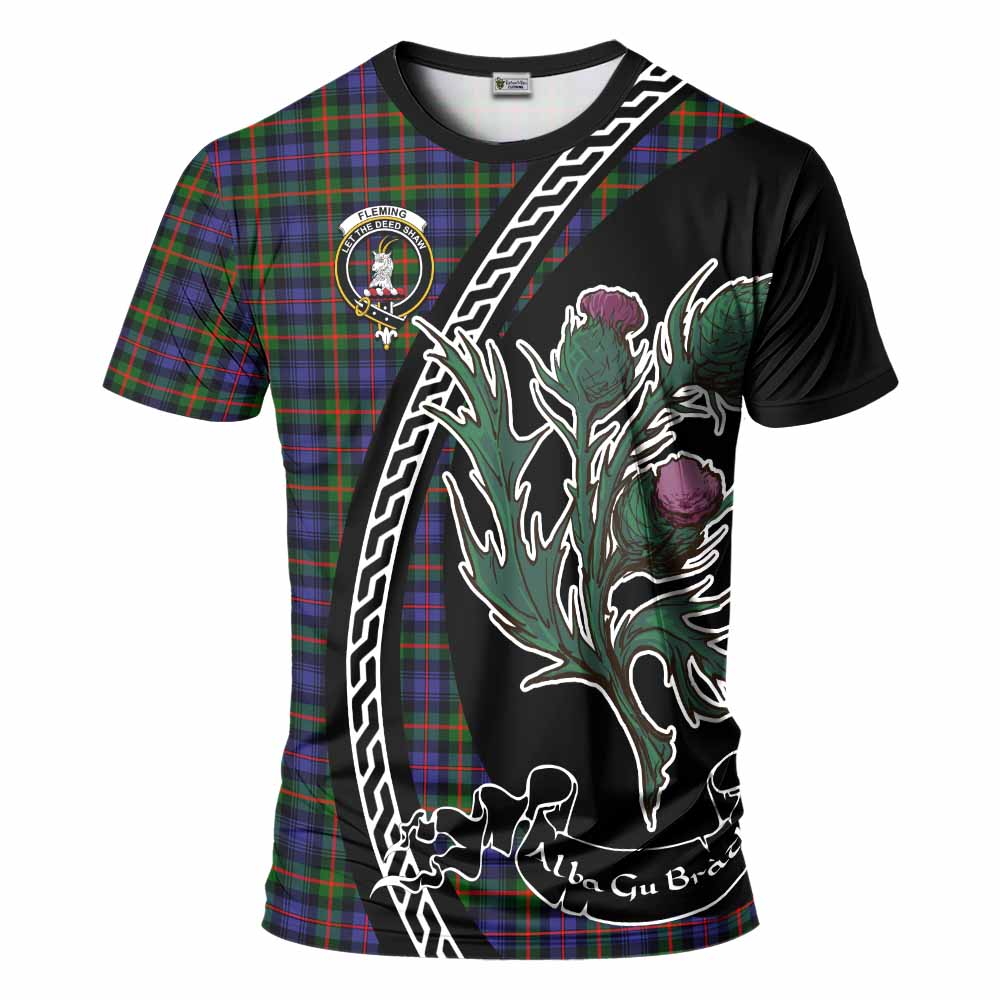 Fleming Family Crest Tartan T-Shirt Alba Thistle Inspired - Tartan Vibes Clothing