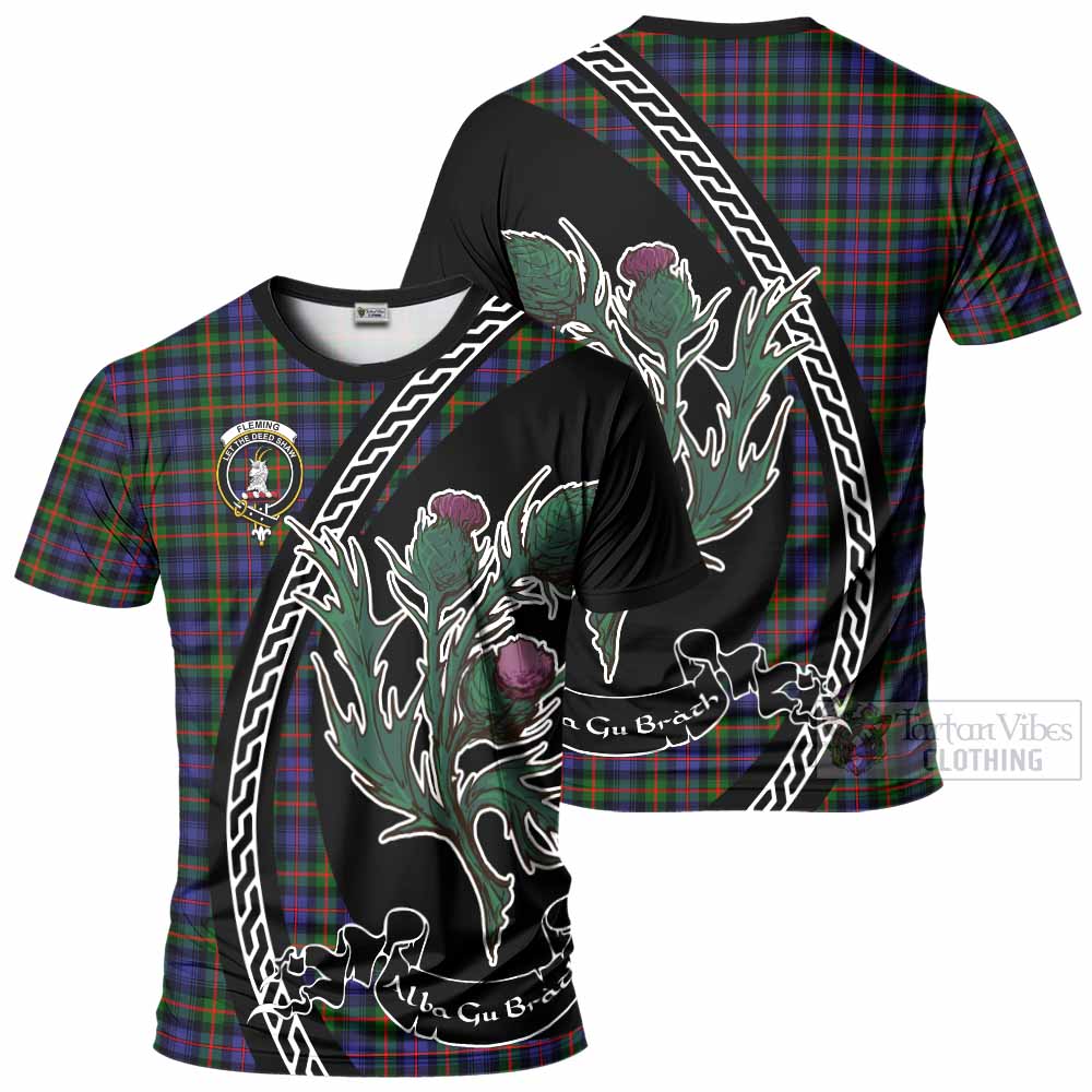 Fleming Family Crest Tartan T-Shirt Alba Thistle Inspired - Tartan Vibes Clothing