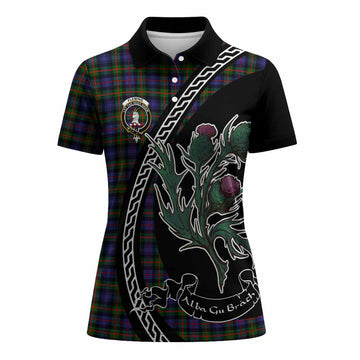 Fleming Family Crest Tartan Women Polo Shirt Alba Thistle Inspired