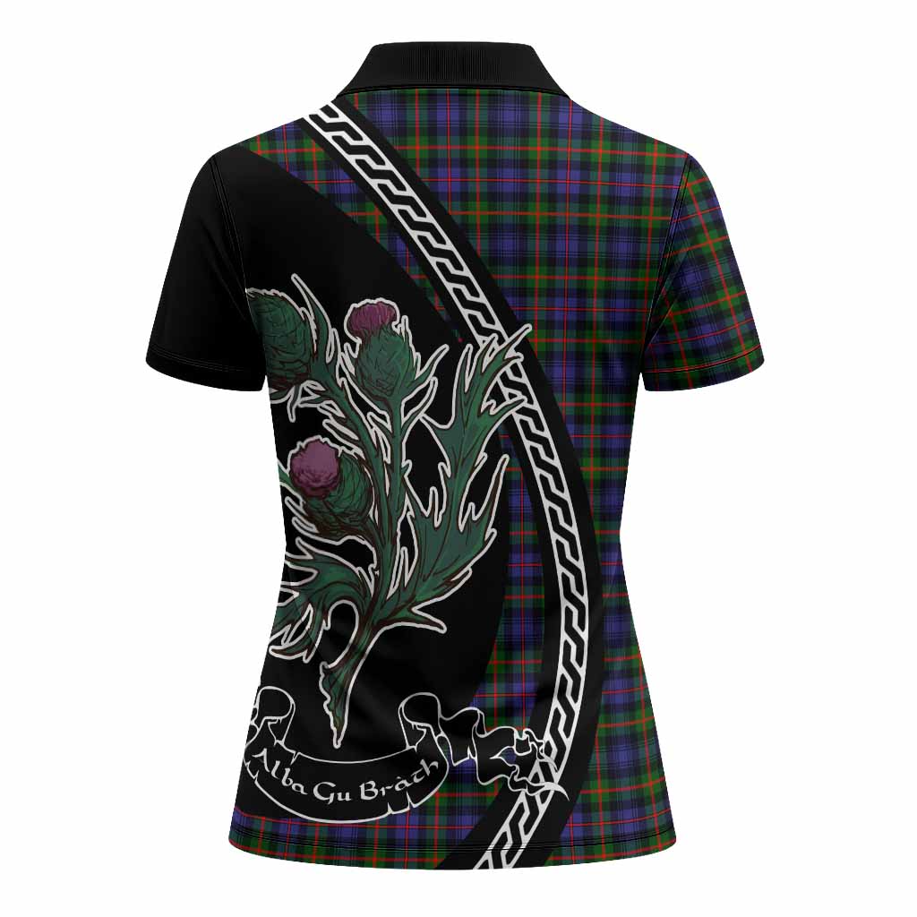 Fleming Family Crest Tartan Women Polo Shirt Alba Thistle Inspired - Tartan Vibes Clothing
