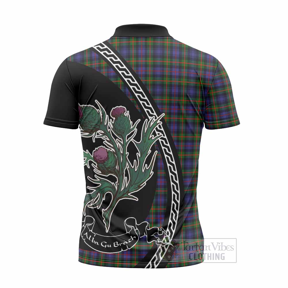 Fleming Family Crest Tartan Zipper Polo Shirt Alba Thistle Inspired - Tartan Vibes Clothing