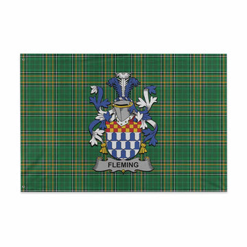 Fleming Irish Clan Tartan House Flag with Coat of Arms