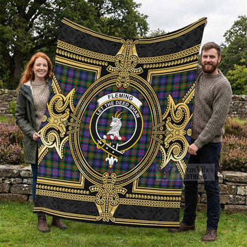 Fleming Scottish Tartan Crest Blanket Royal Stylized - Tartan Vibes Clothing