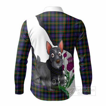 Fleming Scottish Terrier Tartan Crest Long Sleeve Button Shirts Thistle Heritage Art