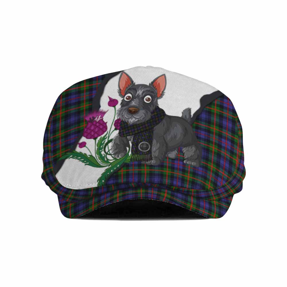 Fleming Scottish Terrier Tartan Flat Cap, Jeff Cap Thistle Heritage Art Flat Cap - Tartan Vibes Clothing