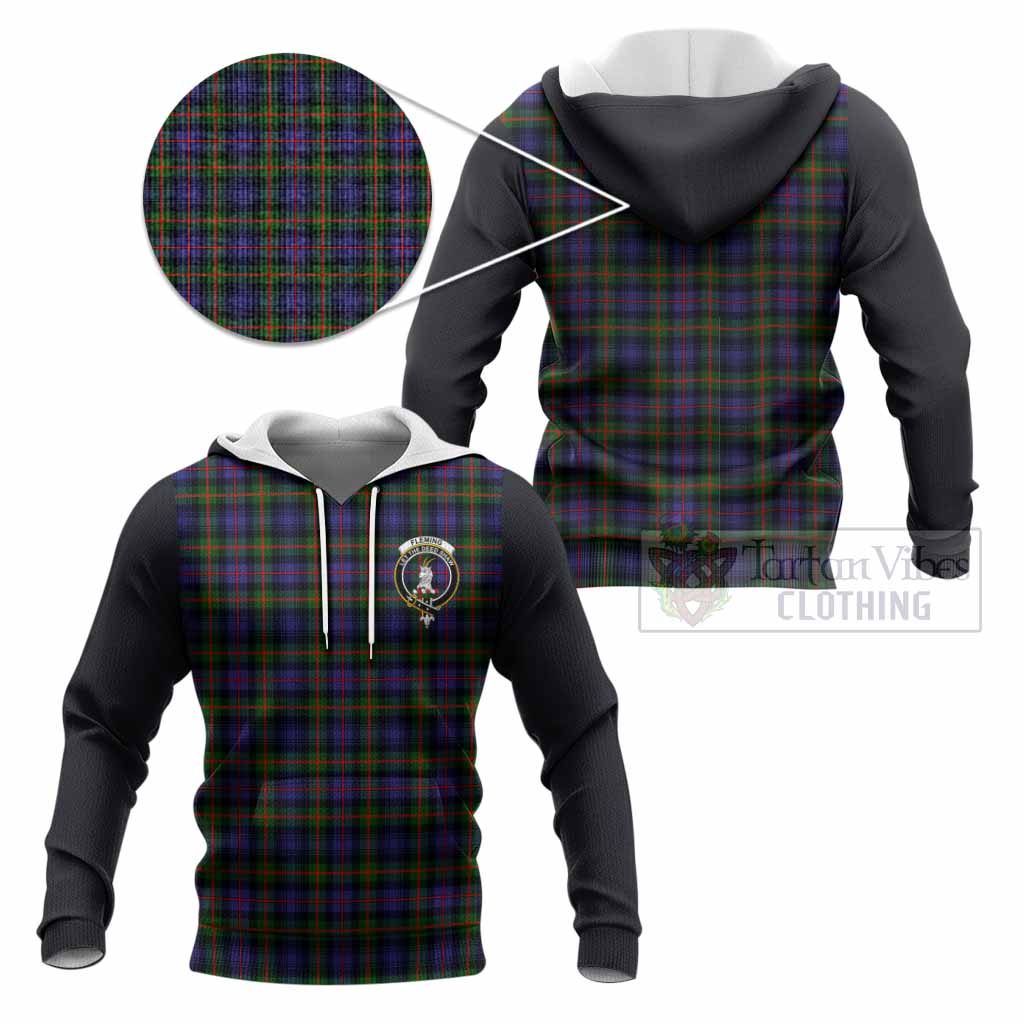 Fleming Tartan Accent Knitted Hoodie with Family Crest