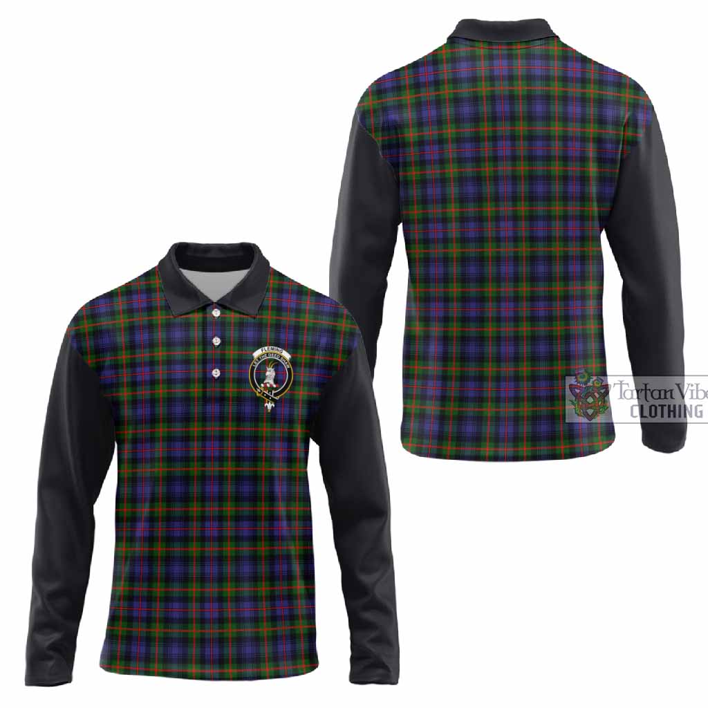 Fleming Tartan Accent Long Sleeve Polo Shirt with Family Crest