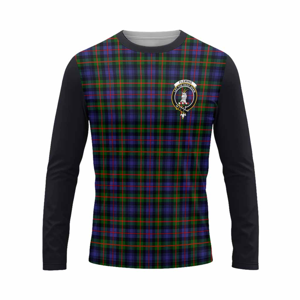 Fleming Tartan Accent Long Sleeve T-Shirt with Family Crest