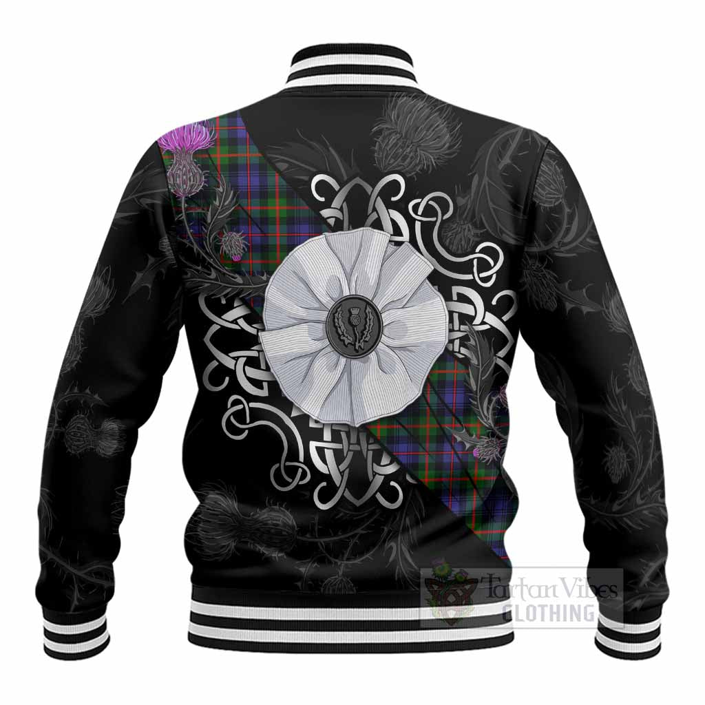 Fleming Tartan Baseball Jacket Jacobite White Rose - Tartan Vibes Clothing
