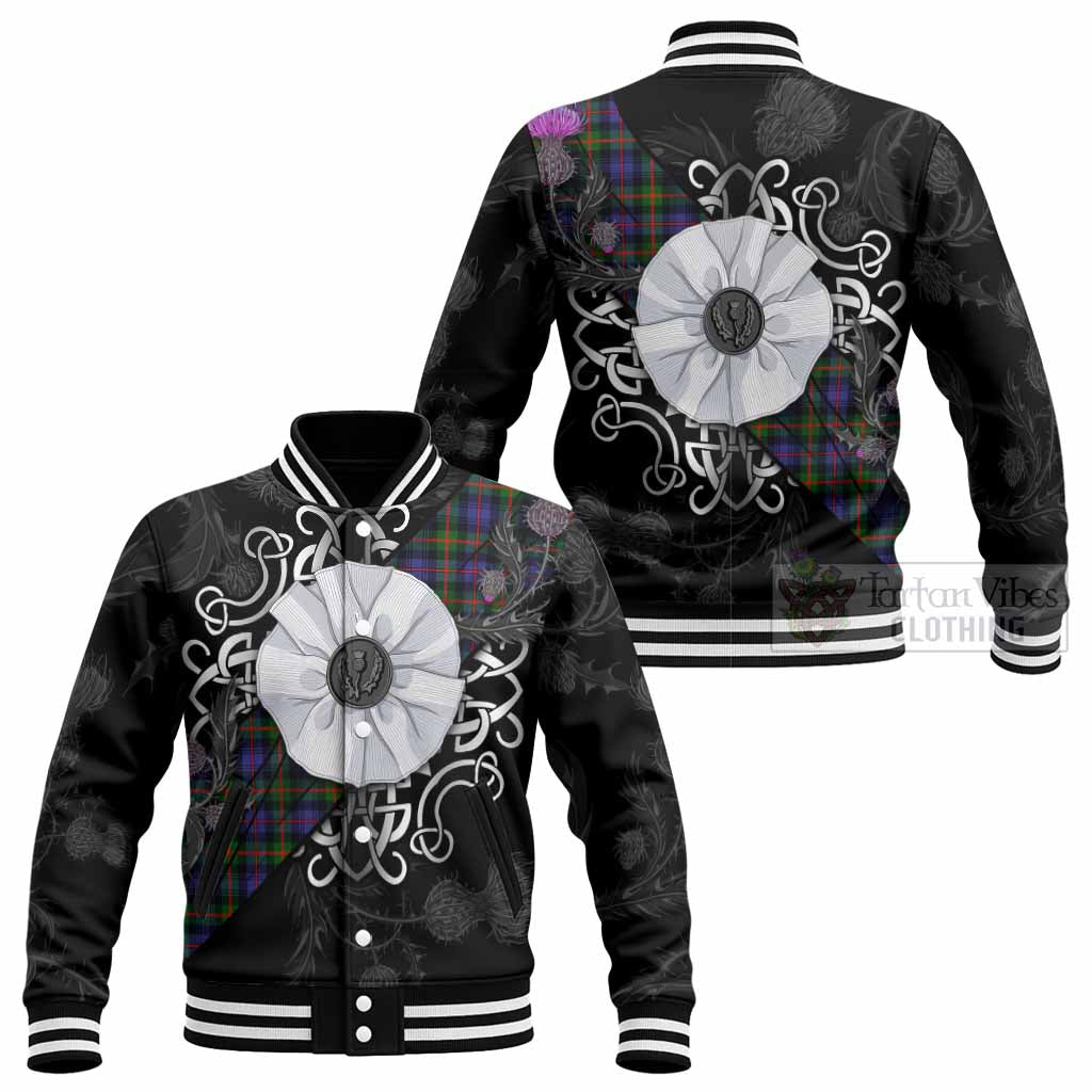 Fleming Tartan Baseball Jacket Jacobite White Rose - Tartan Vibes Clothing