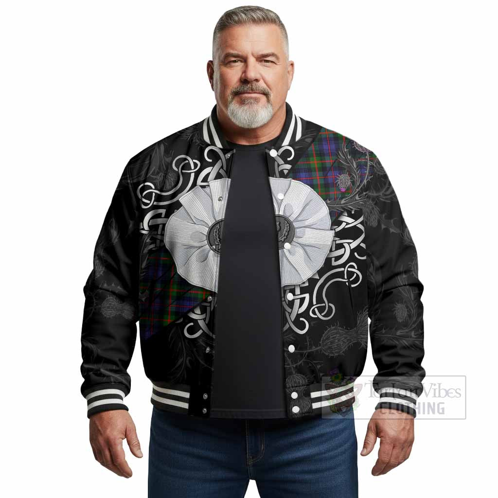 Fleming Tartan Baseball Jacket Jacobite White Rose - Tartan Vibes Clothing