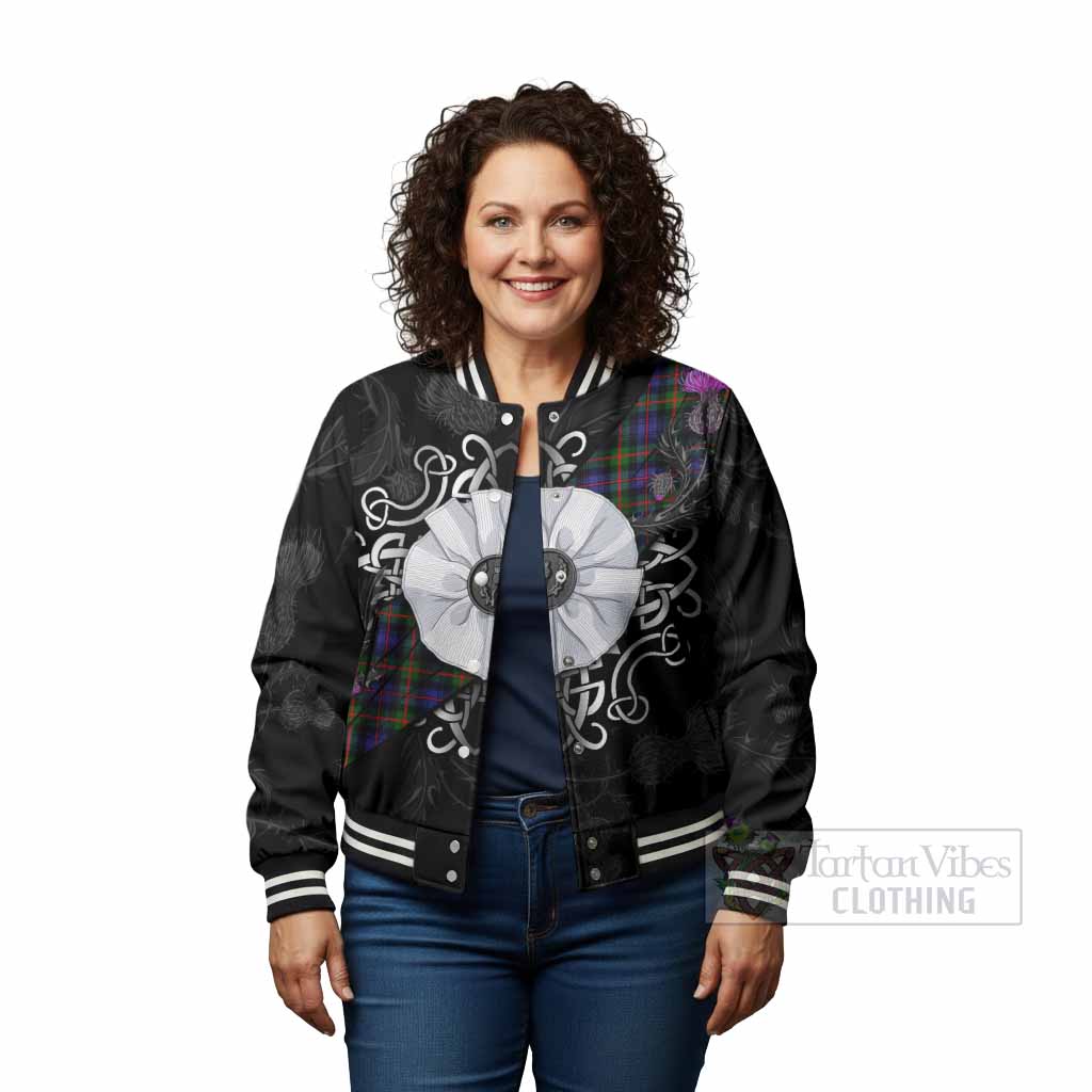 Fleming Tartan Baseball Jacket Jacobite White Rose - Tartan Vibes Clothing