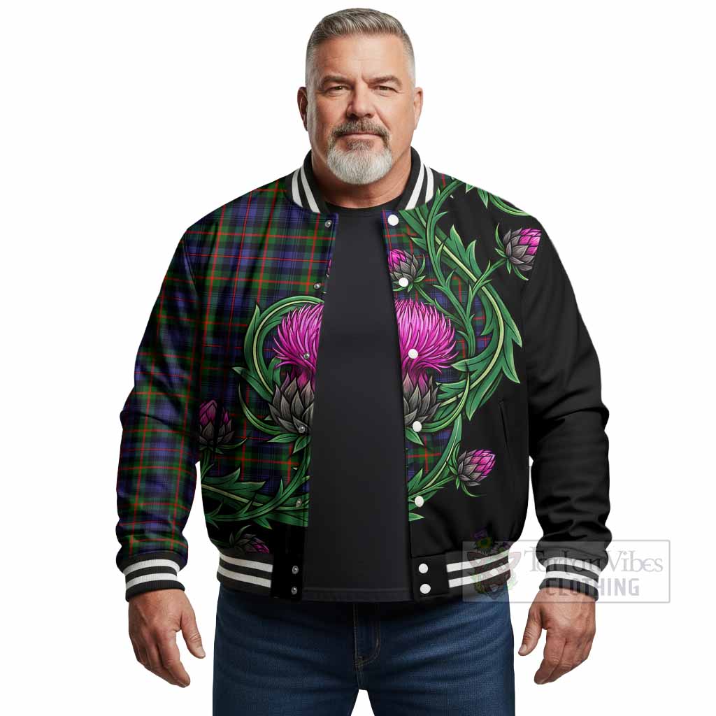 Fleming Tartan Baseball Jacket Resilient Scottish Thistle - Tartan Vibes Clothing