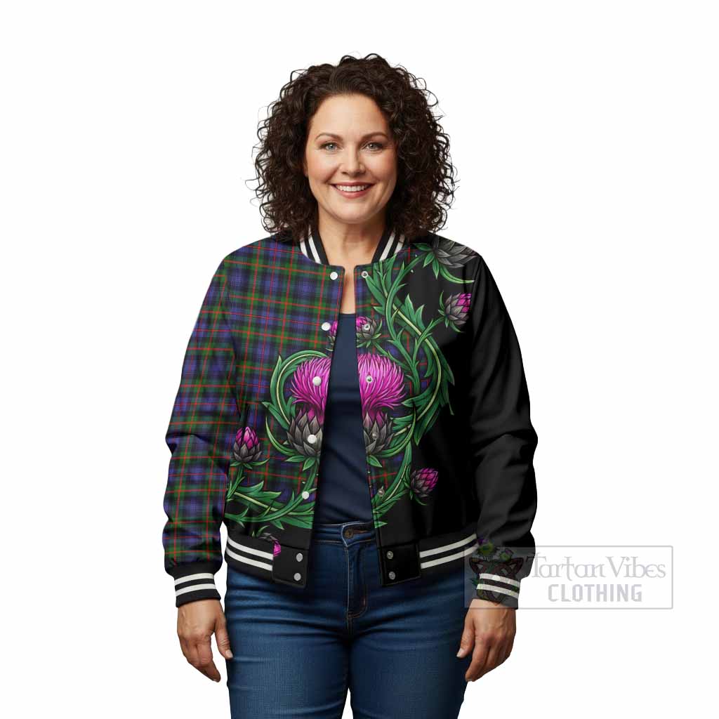 Fleming Tartan Baseball Jacket Resilient Scottish Thistle - Tartan Vibes Clothing
