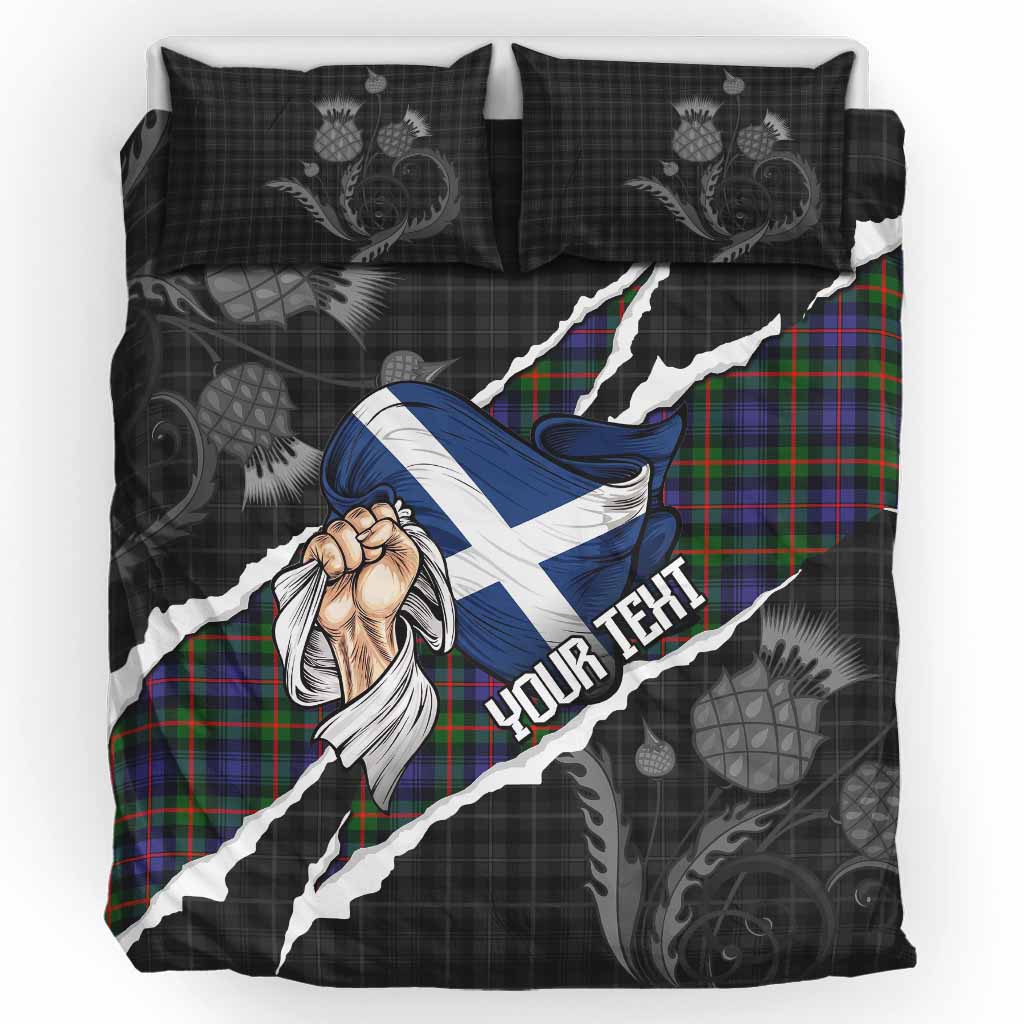 Fleming Tartan Bedding Set Hands with Scotland National Flags UK Bedding Set UK King 91*87 inch - Tartan Vibes Clothing