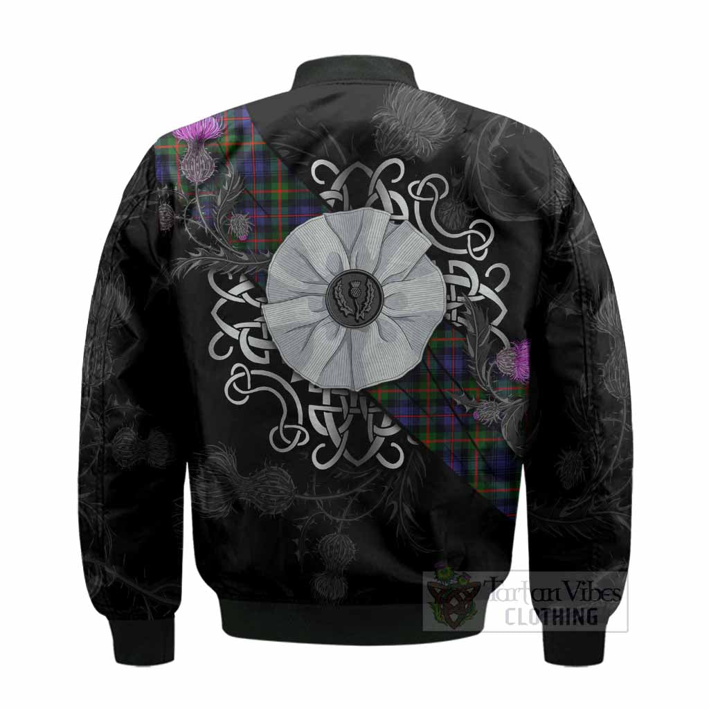 Fleming Tartan Bomber Jacket Jacobite White Rose - Tartan Vibes Clothing