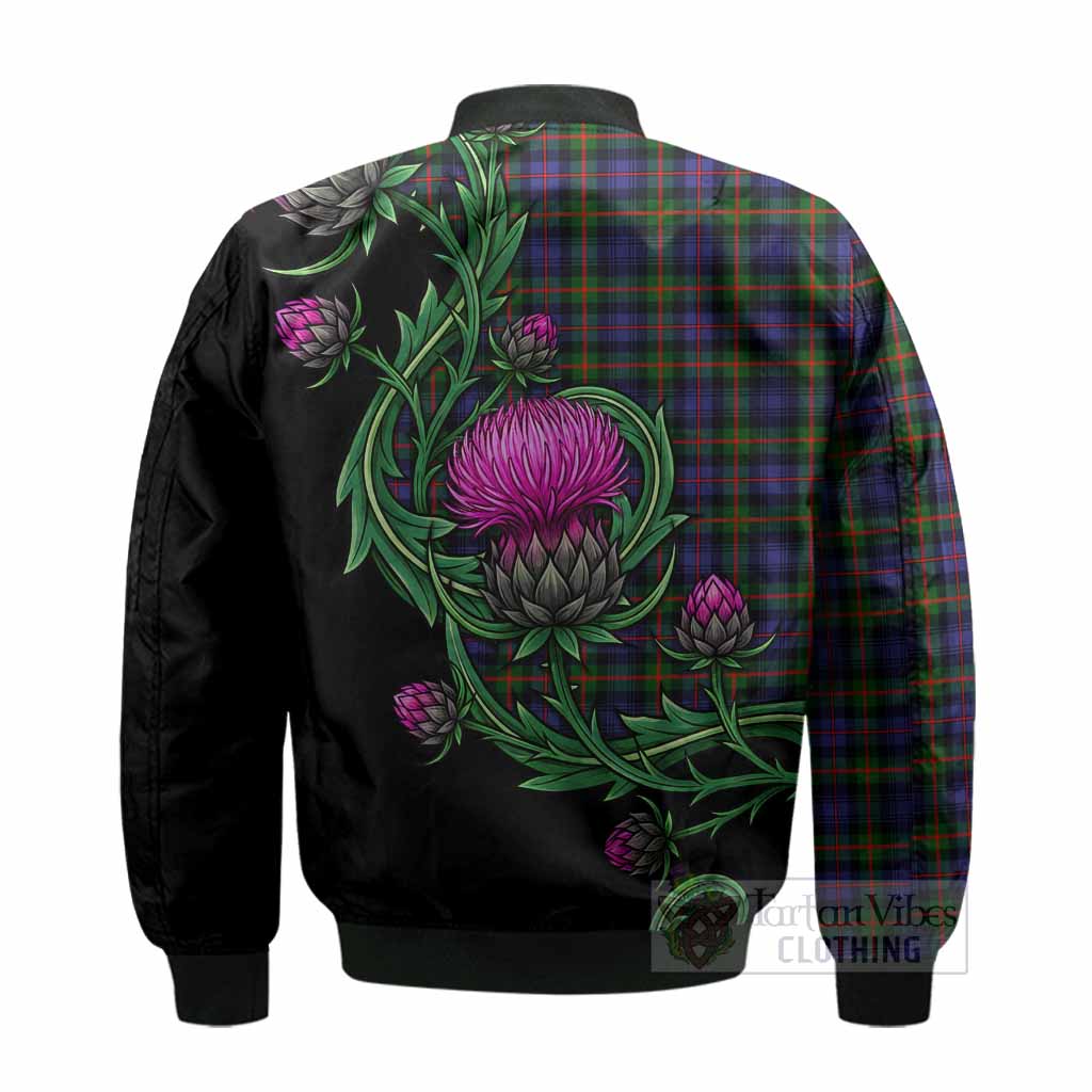 Fleming Tartan Bomber Jacket Resilient Scottish Thistle - Tartan Vibes Clothing