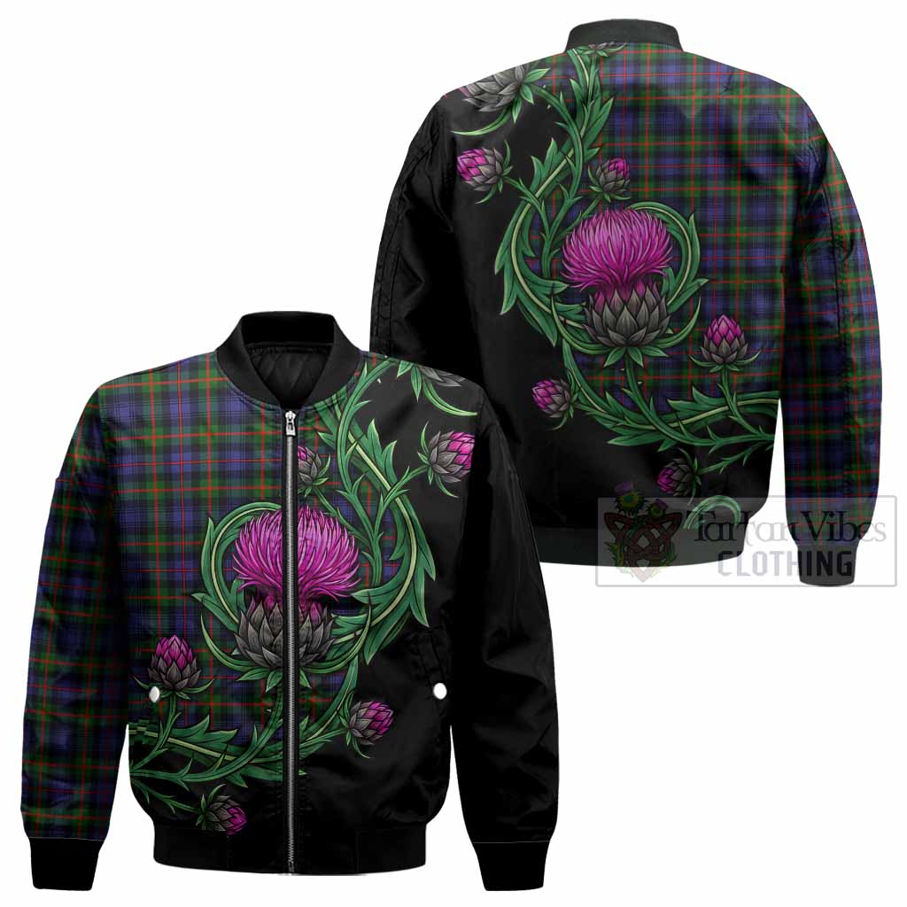 Fleming Tartan Bomber Jacket Resilient Scottish Thistle - Tartan Vibes Clothing