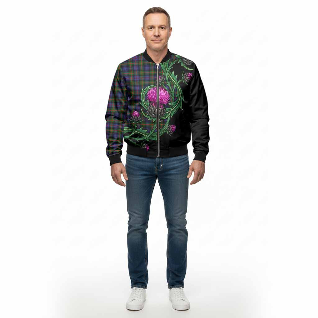 Fleming Tartan Bomber Jacket Resilient Scottish Thistle - Tartan Vibes Clothing