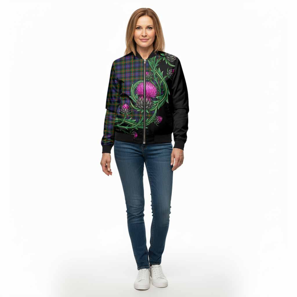 Fleming Tartan Bomber Jacket Resilient Scottish Thistle - Tartan Vibes Clothing
