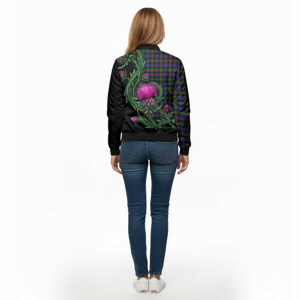 Fleming Tartan Bomber Jacket Resilient Scottish Thistle - Tartan Vibes Clothing
