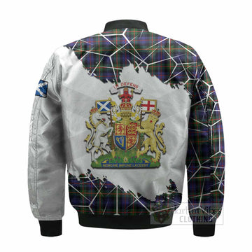 Fleming Tartan Bomber Jacket with Family Crest and Lion Rampant Grunge Style