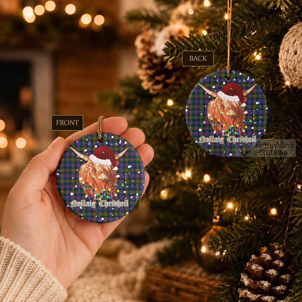 Fleming Tartan Ceramic Circle Ornament Mister Coo - Highlander Decor - Tartan Vibes Clothing