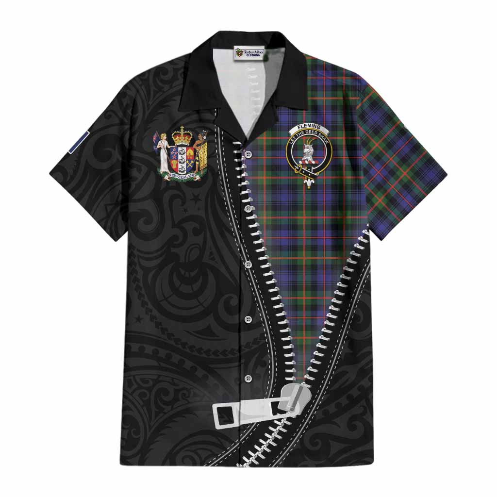 Fleming Tartan Cotton Hawaiian Shirt New Zealand Pattern Unique Zipper Stylized