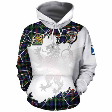 Fleming Tartan Cotton Hoodie with Family Crest and Lion Rampant Grunge Style
